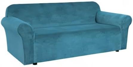 H.VERSAILTEX Stretch Velvet Sofa Covers for 3 Cushion Couch Covers Sofa Slipcovers Furniture Protector Soft with Non Slip Elastic Bottom, Crafted from Comfy Rich Velour (Sofa 72'-90', Peacock Blue)