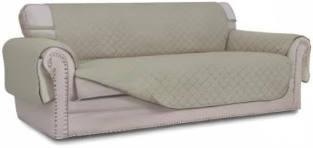 Easy-Going Reversible Oversized Couch Cover for 3 Cushion Couch Sofa Cover for Dogs Water Resistant Furniture Protector Cover with Foam Sticks for Pet (Oversized Sofa, Beige/Beige)