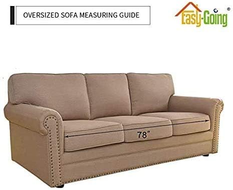 Easy-Going Reversible Oversized Couch Cover for 3 Cushion Couch Sofa Cover for Dogs Water Resistant Furniture Protector Cover with Foam Sticks for Pet (Oversized Sofa, Light Gray/Light Gray)