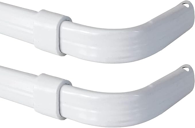 Blu-Pier Tech Heavy Duty Single Rod,Lock Seam Curtain Rod 28 to 48-Inch Adjustable Width, 2 1/2-Inch Projection，Hardware Included,White(Pack of 2)