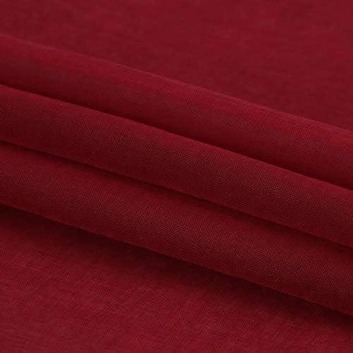 DWCN Christmas Burgundy Sheer Curtains Semi Transparent Voile Rod Pocket Curtains for Bedroom and Living Room, 52 x 72 inches Long, Set of 2 Panels
