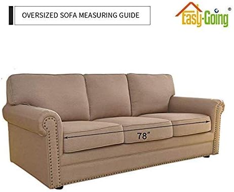Easy-Going Reversible Oversized Couch Cover for 3 Cushion Couch Sofa Cover for Dogs Water Resistant Furniture Protector Cover with Foam Sticks for Pet Cat (Oversized Sofa, Coffee/Ivory)