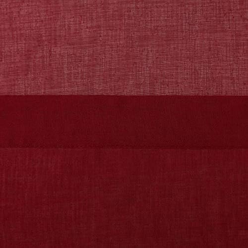 DWCN Christmas Burgundy Sheer Curtains Semi Transparent Voile Rod Pocket Curtains for Bedroom and Living Room, 52 x 45 inches Long, Set of 2 Panels