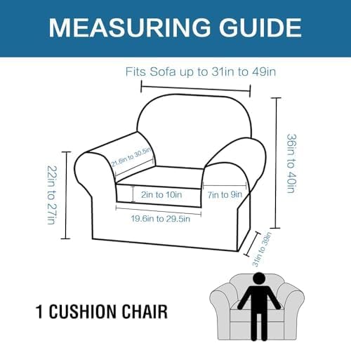 H.VERSAILTEX Rich Velvet Stretch 2 Piece Cover Chair Slipcover Sofa Cover Furniture Protector Couch Soft with Elastic Bottom Couch Cover Width Up to 49 Inch 85% Polyester 15% Spandex (Chair, Cream)