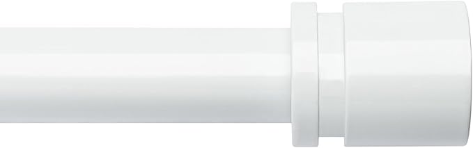 Byondeth Curtain Rods for Windows 16 to 200 Inches Adjustable Length 1 Inch Diameter Window Curtain Rod with Aluminium End Cap, White