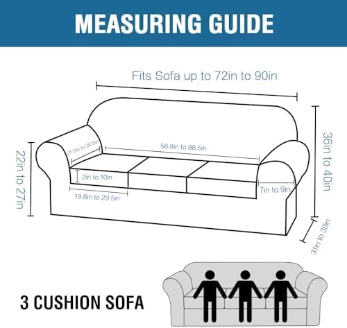 H.VERSAILTEX Modern Velvet Plush 4 Piece High Stretch Sofa Slipcover Sofa Cover Furniture Protector Form Fit Thick Velvet Sofa Cover for 3 Cushion Couch Width Up to 90 Inch (Sofa, French Oak)