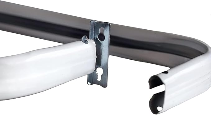 Blu-Pier Tech Heavy Duty Single Rod,Lock Seam Curtain Rod 28 to 48-Inch Adjustable Width, 2 1/2-Inch Projection，Hardware Included,White(Pack of 2)