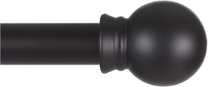 Thestoa Black Curtain Rods for Windows 66 to 120 inch, 5/8" Diameter Matte Black Small Curtain Rods for Bedroom, Living Room, Kitchen, Outdoor, Farmhouse