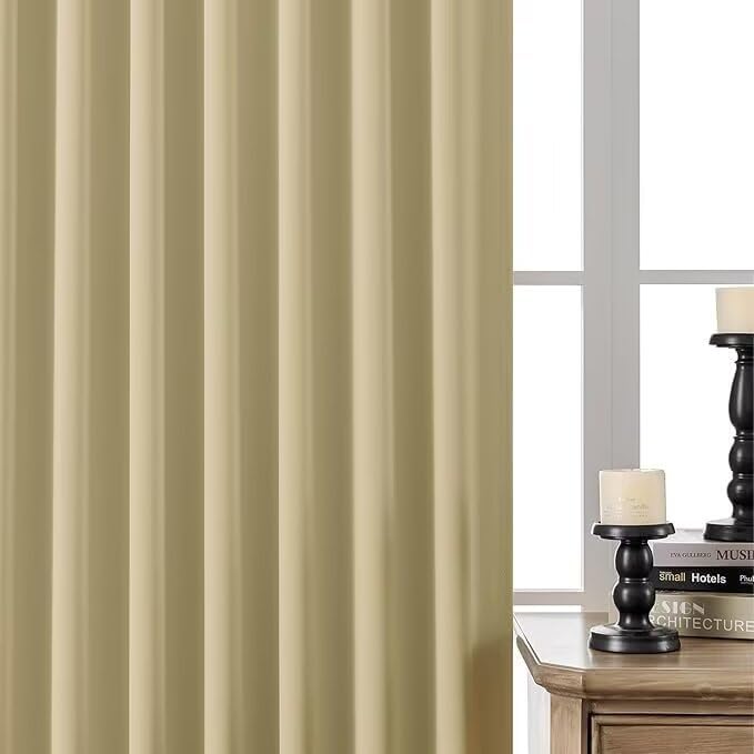 Joydeco Blackout Curtains for Bedroom 108 inch Long 2 Panels, Thermal Insulated Room Darkening Curtains with Grommets, Soft Window Drapes for Living Room (W52 x L108 Inch, Beige)