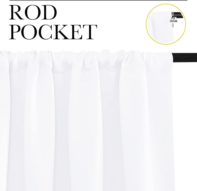 NICETOWN RV Curtains for Camper Windows, White Curtains for Kitchen Window, Home Decoration Light Filtering Drapes for Small Window (29" Wide by 50inches Long, 1 Pair)