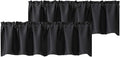 Chyhomenyc Black Valances for Window, Room Darkening Short Curtains for Kitchen Bedroom Living Room, Rod Pocket Top Small Window Treatment Valance RV Bunk Panels, 60" Wx14 L, 2 Pieces