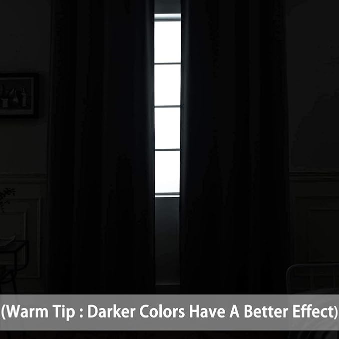 Yakamok Blackout Curtains Room Darkening Thermal Insulated Window Panels,Solid Grommet Top Drapes for Bedroom/Living Room(62Wx72L, Pure White, 2 Panels)