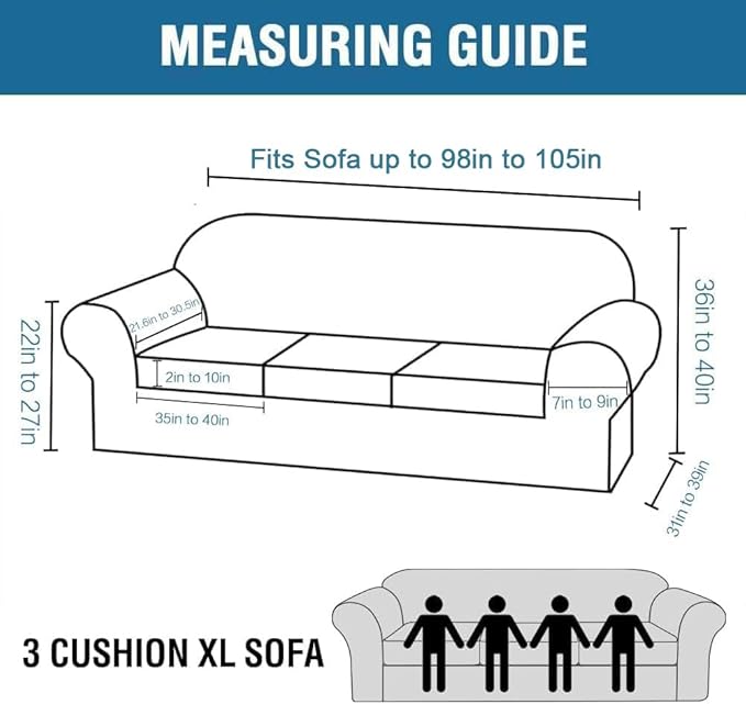 H.VERSAILTEX Velvet 4 Piece High Stretch Sofa Slipcover Cover Furniture Protector Form Fit Luxury Thick Velvet Extra Large Sofa Cover for 3 Cushion Couch Width Up to 105 Inch (XL Sofa, Gray)