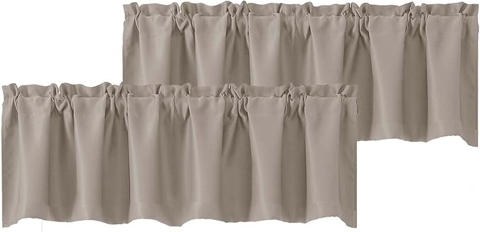 Chyhomenyc Stone Valances for Window, Room Darkening Short Curtains for Kitchen Bedroom Living Room, Rod Pocket Top Small Window Treatment Valance RV Bunk Panels, 60Wx14L, 2 Pieces