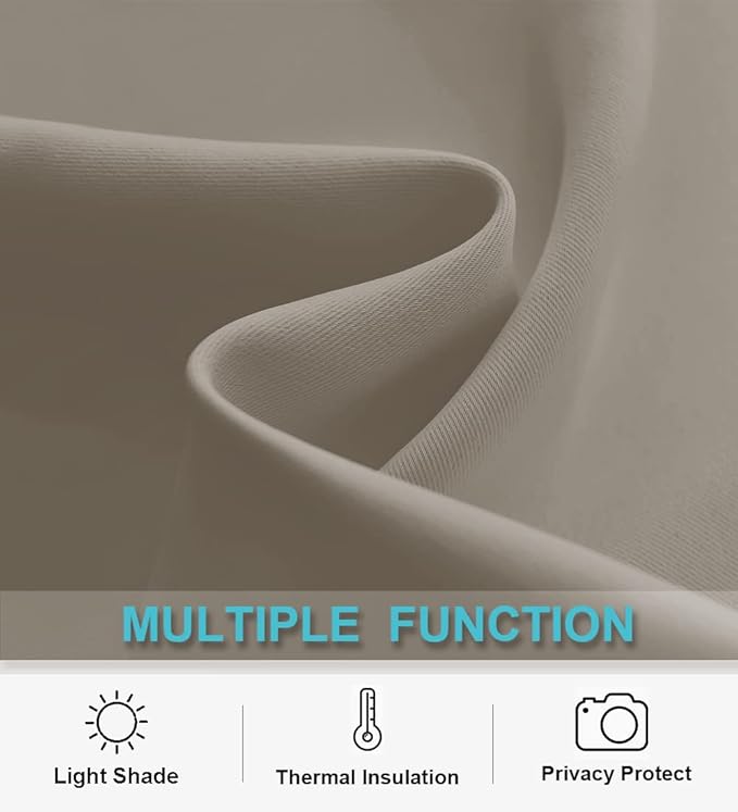RYB HOME Blackout Curtains for Bedroom Living Room 72 inches Long, Thermal Insulated Privacy Rod Pocket Drapes for Nursery Office Home Theater, Width 42 by Length 72, Sand, 2 Panels
