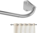 GXOACKJ Silver Curtain Rods for Windows 28 to 48 inch, 5/8 inch Adjustable Wrap Around Blackout Curtain Rods for Bedroom & Outdoor