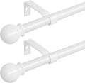 Curtain Rods for Windows 28-48 inch, 2 Pack White Curtain Rod with Brackets Easy Install, Decorative Adjustable 5/8 inch Heavy Duty Curtain Rod for Bedroom, Kitchen, Living Room, Set of 2