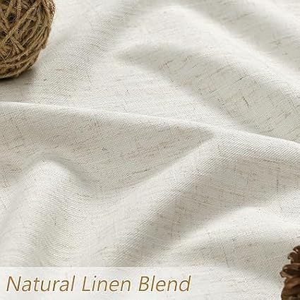 Guken Cream 100% Blackout Linen Curtains 104 Inch Length 2 Panels Set for Living Room Bedroom Back Tab Thermal Insulated Black Out Drapes Room Darkening Window Curtains