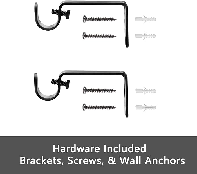 GXOACKJ Curtain Rods for windows 66-120 inch, 5/8 inch Decorative Matte Black Splicing Heavy Duty Metal Curtain Rod set with Brackets