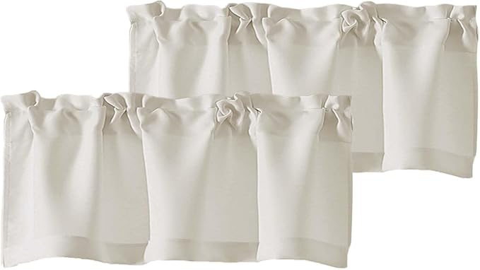 Chyhomenyc Natural Valances for Window, Light Filtering Short Curtains for Kitchen Bedroom Living Room, Rod Pocket Top Small Window Treatment Valance RV Bunk Panels, 40" Wx14 L, 2 Pieces