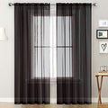 SpaceDresser Basic Rod Pocket Sheer Voile Window Curtain Panels White 1 Pair 2 Panels 60 Width 72 Inch Long for Kitchen Bedroom Children Living Room Yard(Black,60 W x 72 L)