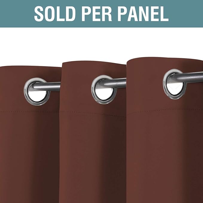 H.VERSAILTEX Blackout Curtain for Living Room Small Window Kitchen Blackout Curtains 45 inch Length Energy Saving Solid Grommet Blackout Drape, One Panel, Rust, 52" W x 45" L