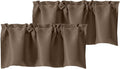 Chyhomenyc Brown Valances for Window, Room Darkening Short Curtains for Kitchen Bedroom Living Room, Rod Pocket Top Small Window Treatment Valance RV Bunk Panels, 40Wx14L, 2 Pieces