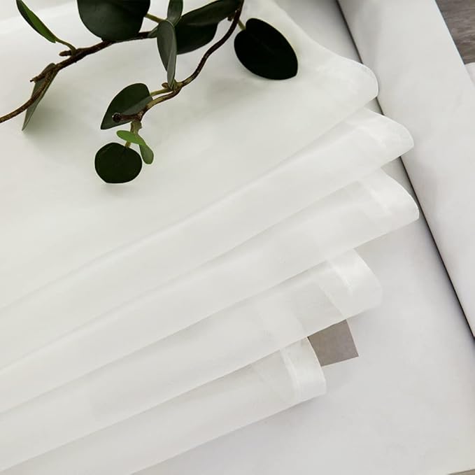 MIULEE 2 Panels Kitchen Tiers Half Window Sheer Curtains Rod Pocket Voile Drapes for Kitchen Bathroom Small Windows 29 by 24 Inch Ivory