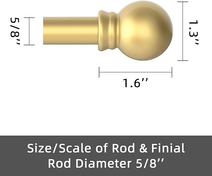GXOACKJ 2 Pack Gold Curtain Rods for windows 32 to 62 inch, 5/8 inch Splicing Heavy Duty Metal Curtain Rod Set with Brackets
