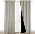 NICETOWN 100% Blackout Blinds, Set of 2, 46" x 102", Natural, Laundry Room Decor Window Treatment Curtains for Large Patio Sliding Door, Thermal Insulated Curtains for Bedroom