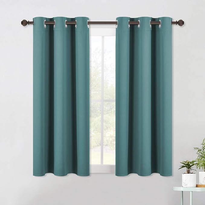 NICETOWN Blackout Curtain Panels for Bedroom, 2 Panels, W42 x L60 inches, Sea Teal, Thermal Insulated Grommet Top Blackout Draperies and Drapes