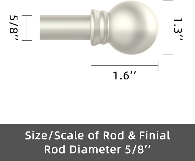 GXOACKJ Curtain Rods for windows 66-120 inch, 5/8 inch Decorative Nickel Splicing Heavy Duty Metal Curtain Rod set with Brackets