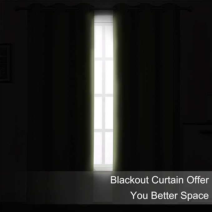 LEMOMO Sage Green Thermal Blackout Curtains/52 x 45 Inch/Set of 2 Panels Room Darkening Curtains