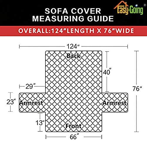 Easy-Going Reversible Couch Cover for 3 Cushion Couch Sofa Cover for Dogs Water Resistant Furniture Protector Cover with Foam Sticks Elastic Straps for Pet Cat (Sofa, Taupe/Ivory)