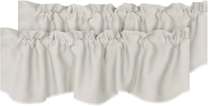 H.VERSAILTEX 2 Panels Blackout Curtain Valances for Kitchen Windows/Living Room/Bathroom Privacy Protection Rod Pocket Decoration Scalloped Window Valance Curtains, 52" W x 18" L, Ivory/Cream