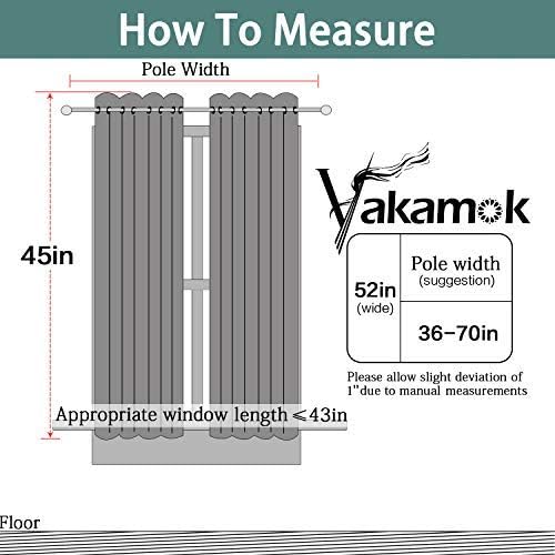 Yakamok Blackout Curtains Room Darkening Thermal Insulated with Grommet Window Drapes for Bedroom, 52 x 45 inch,Light Grey, 2 Panels