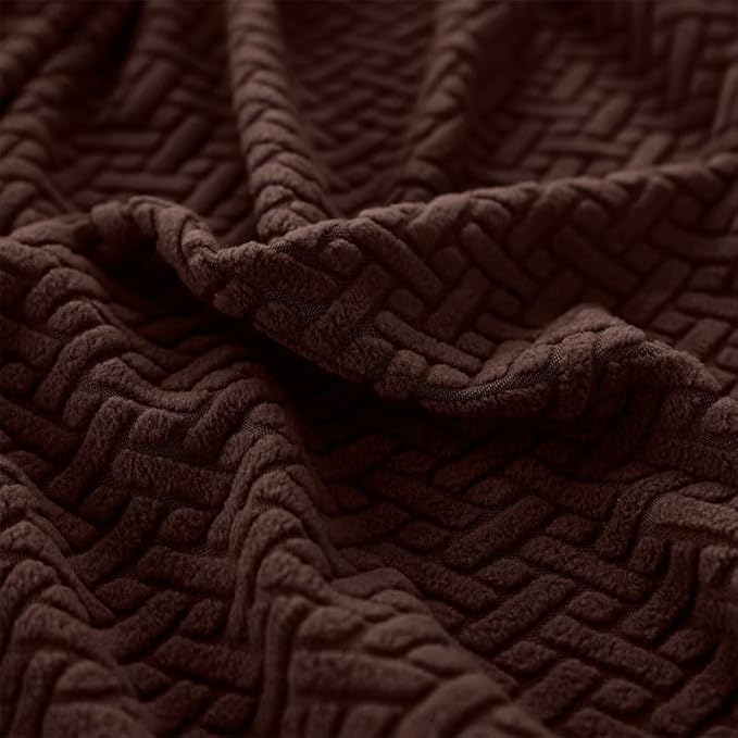 Couch Covers for 3 Cushion Sofa Pet Friendly Couch Cushion Covers Universal Sofa Covers Washable Stretch Slipcovers for Sectional Sofa (Texture Brown, Large Triple Seat Cover)