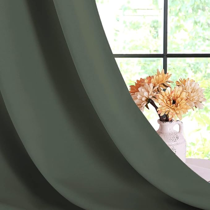 NICETOWN Kitchen Blackout Curtains 72 inches 2 Panels Set, Thermal Insulated and Privacy Room Darkening Drape Panels for Boy's Guest Room Door Window (Dark Mallard, W42)