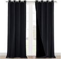 NICETOWN Extra Long Truly Blackout Drapes for Hall and Villa, 100% Blackout Window Curtain Panels with Black Lined for Night Shift Worker, 52-inch Width Each Panel, 108-inch Length, Black, 2 Pieces