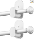 KAMANINA Curtain Rods No Drilling for Windows 32 to 86 Inches, 5/8 Inch Adjustable Renter Friendly Curain Rod with 3M Adhesive Brackets without Drilling, White 2 Pack