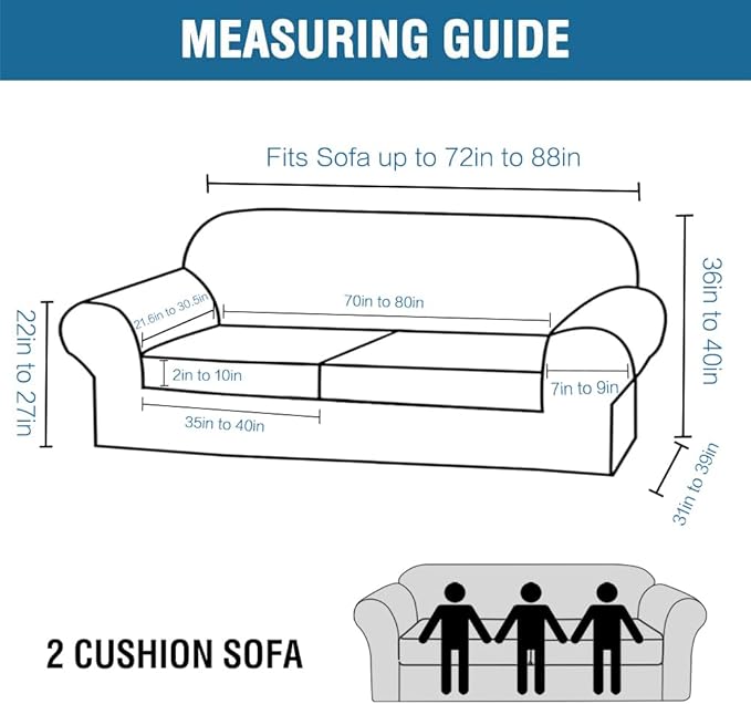 H.VERSAILTEX Stretch Sofa Covers for Cushion Couch Covers for Living Furniture Slipcovers (Base Cover Plus Seat Cushion Covers) Feature Upgraded Thicker Jacquard Fabric