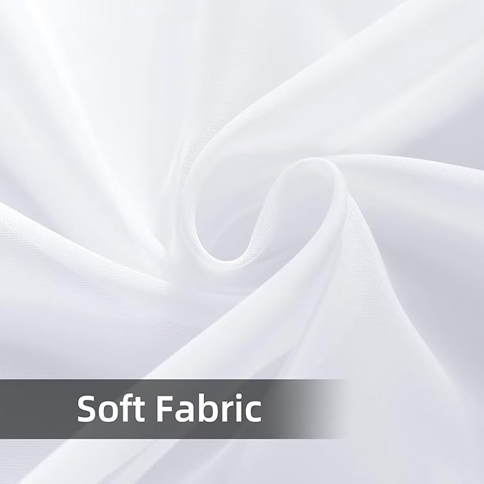 youleyar Solid Sheer Rod Pocket Curtain Voile Draperies 4 Panels White Beige Black Grey Ivory 52 Inch Width 54 Inch Long 1 Pair for Kitchen Bedroom Children Living Room Yard(White,52 Wｘ54 L)