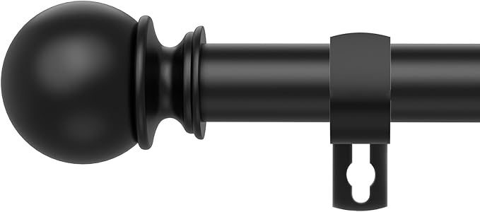Black Curtain Rods for Windows 28 to 60 Inch,5/8 Inch Diameter Stainless Steel Adjustable Heavy Duty Curtain Rod with Brackets, Easy Installation for Indoor and Outdoor