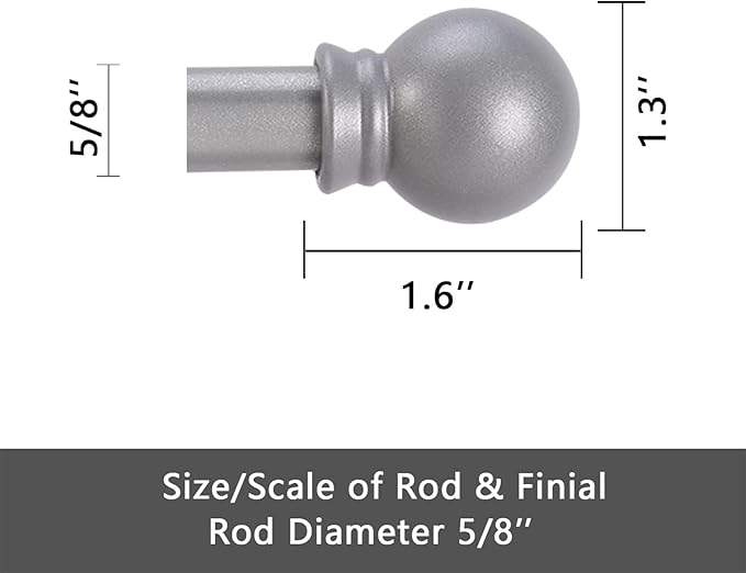 GXOACKJ Curtain Rods for windows 66-120 inch, 5/8 inch Decorative Silver Splicing Heavy Duty Metal Curtain Rod set with Brackets