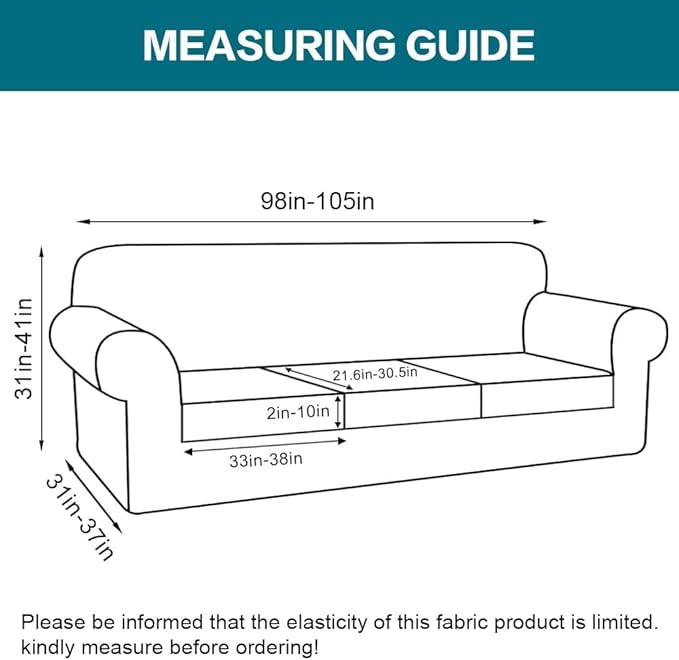 Turquoize 4 Piece Sofa Covers for 3 Cushion Couch Sofa Slipcover Soft Couch Cover for Dogs-Washable Sofa Furniture Covers with 3 Individual Large Cushion Covers, Feature Thick Fabric (XL Sofa, Ivory)