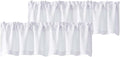Chyhomenyc White Valances for Window, Light Filtering Short Curtains for Kitchen Bedroom Living Room, Rod Pocket Top Small Window Treatment Valance RV Bunk Panels, 60" Wx14 L, 2 Pieces
