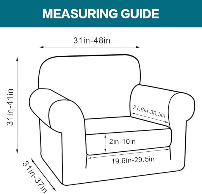 Turquoize 2 Piece Chair Covers Chair Slipcovers for Living Room Armchair Couch Cover Chair Sofa Cover with Individual Cushion Covers Furniture Cover for Chairs Feature Thick Fabric (Chair, Taupe)