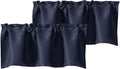 Chyhomenyc Navy Blue Valances for Window, Room Darkening Short Curtains for Kitchen Bedroom Living Room, Rod Pocket Top Small Window Treatment Valance RV Bunk Panels, 40" Wx14 L, 2 Pieces