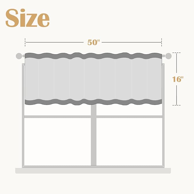 jinchan Striped Linen Valance Curtain 16 Inch Vertical Striped Valance for Kitchen Bathroom Light Filtering Rod Pocket Cottagecore Farmhouse Semi Sheer Short Window Curtain 1 Panel Black