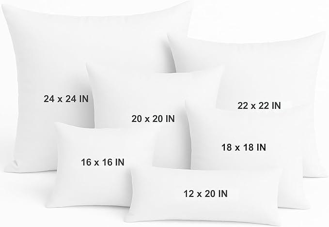 LANE LINEN 20x20 Throw Pillow Insert - Set of 4 White Pillow Inserts for Decorative Pillow Covers, Throw Pillows for Bed, Decorative Pillows for Bed, Couch Pillows, Throw Pillows for Couch